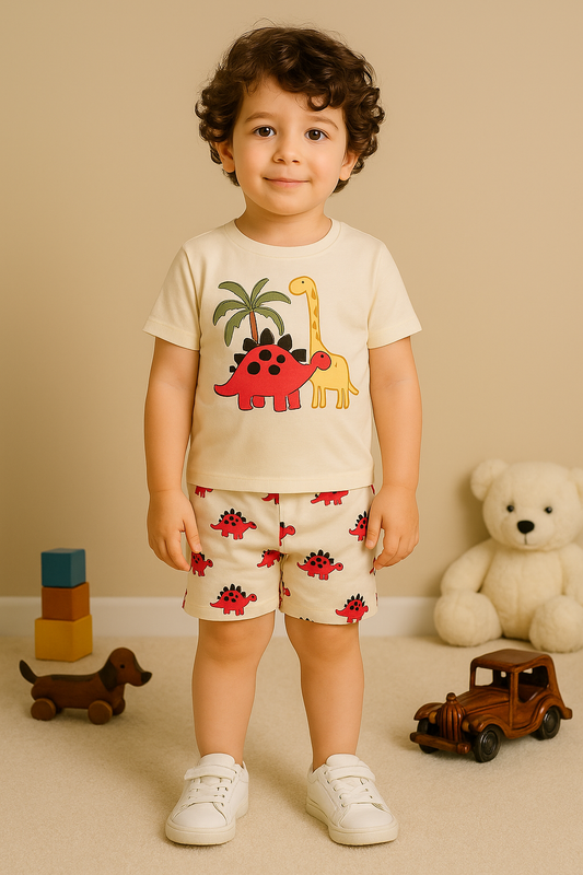 Erkek Bebek Zürafa Baskılı 2’li Takım-2 Parça Yazlık Takım