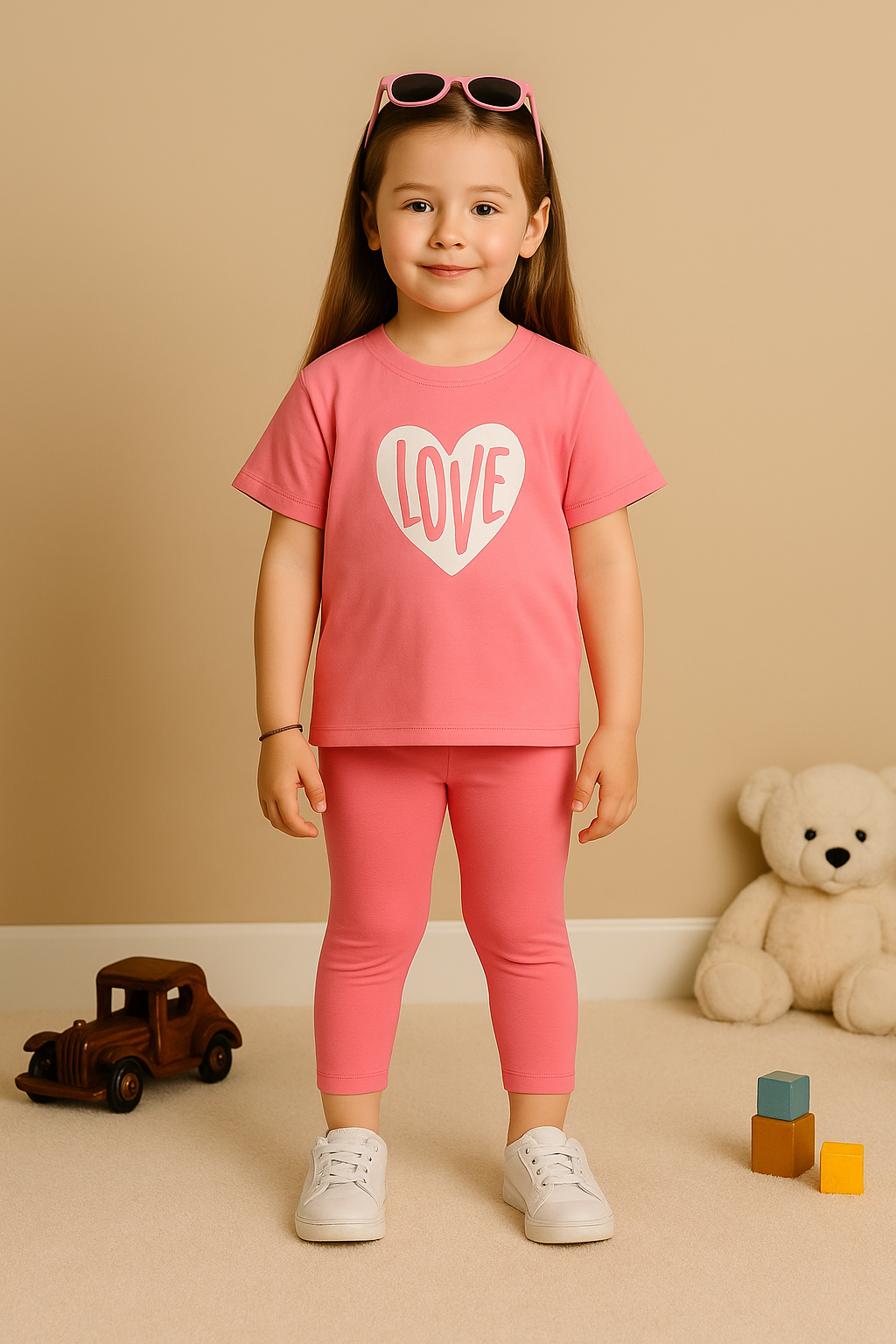 LOVE Baskılı Kız Çocuk Taytlı Takım – 3-7 Yaş